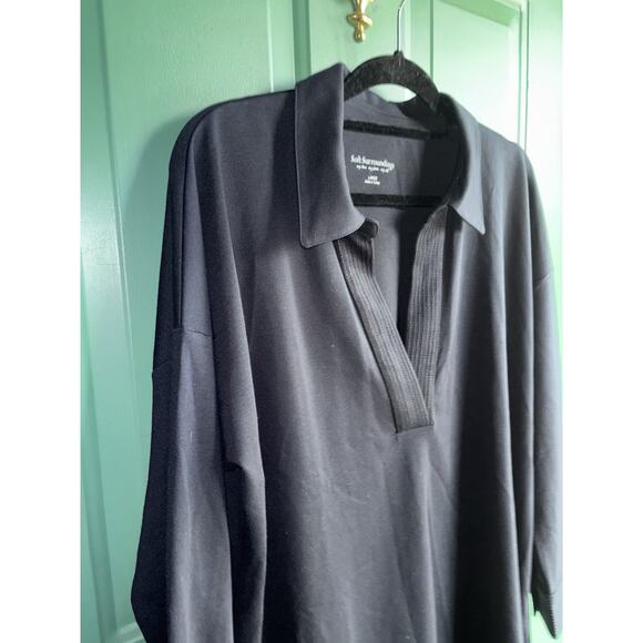 Soft Surroundings large navy oversize Johnny collar tunic - Picture 3 of 8